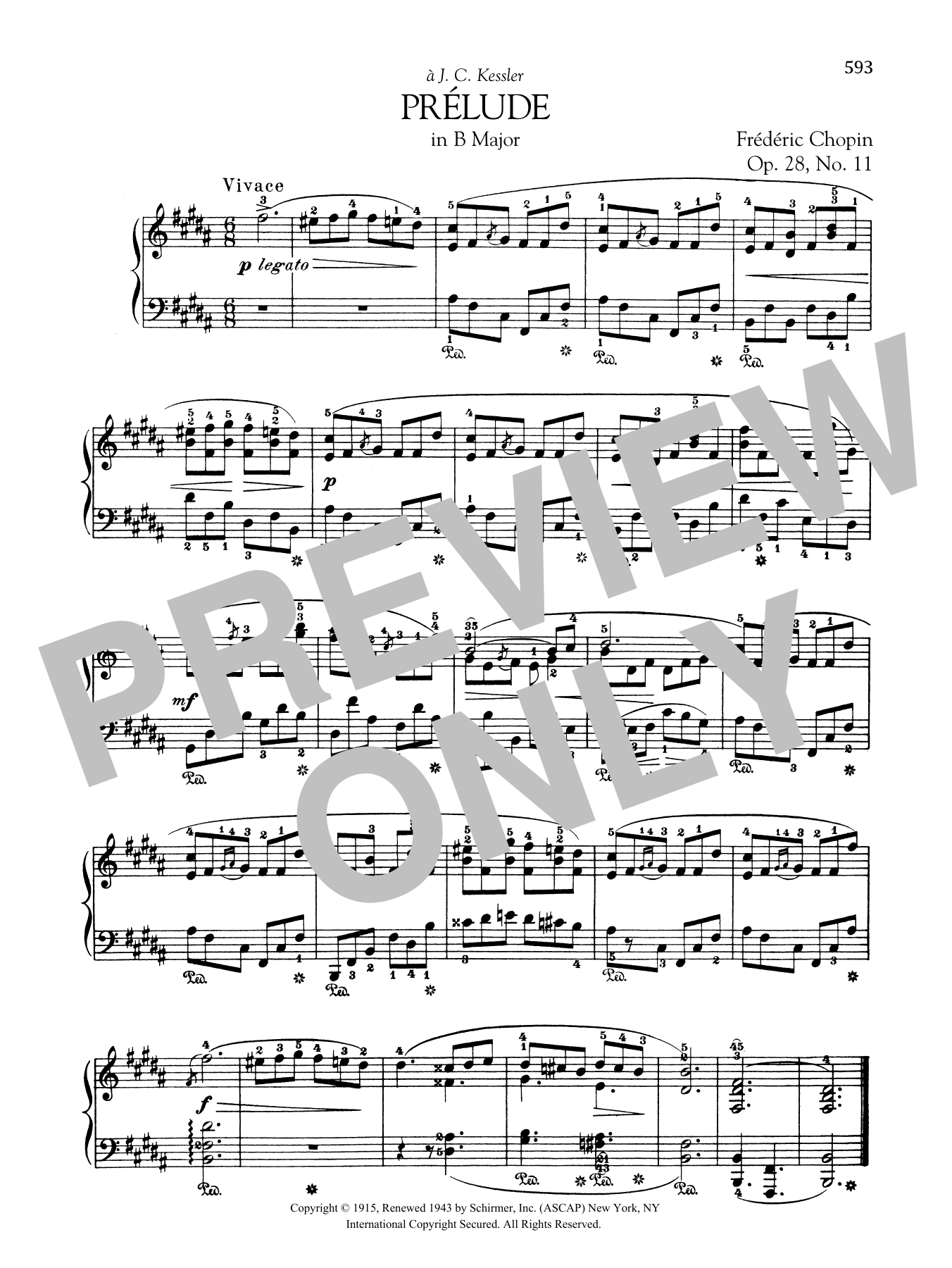 Download Frédéric Chopin Prélude in B Major, Op. 28, No. 11 Sheet Music