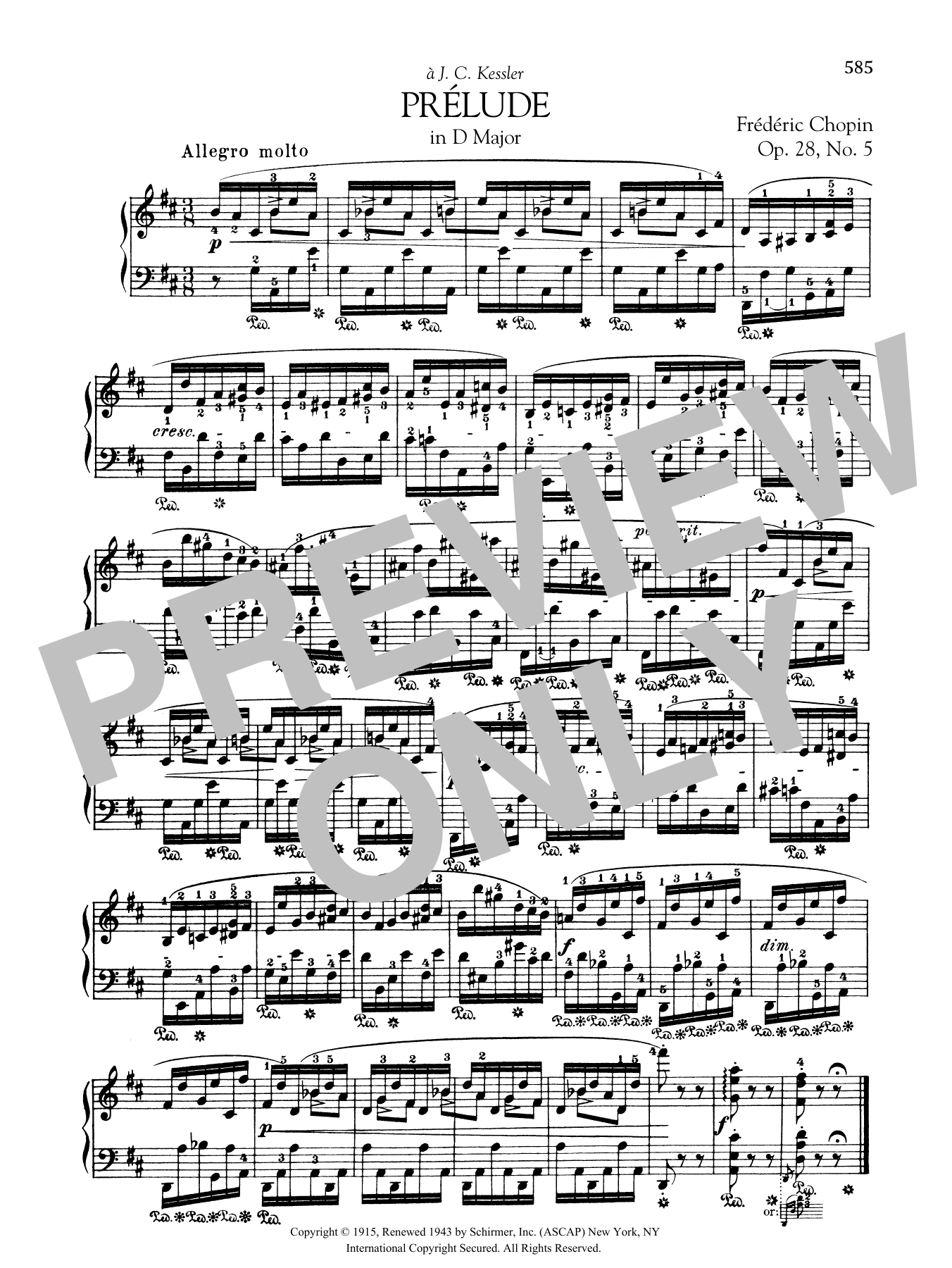 Download Frédéric Chopin Prélude in D Major, Op. 28, No. 5 Sheet Music