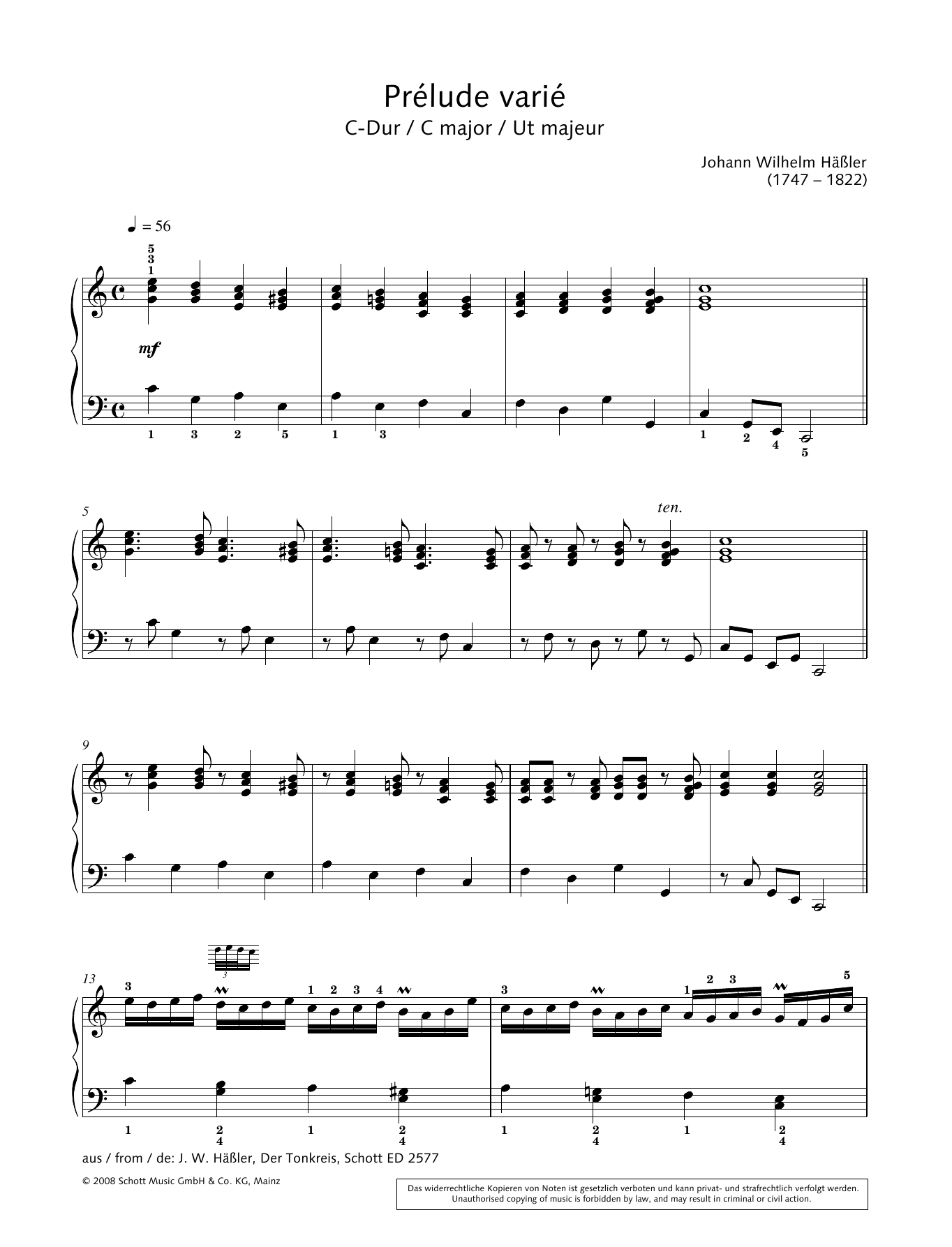Download Hans-Gunter Heumann Prélude varié in C major Sheet Music