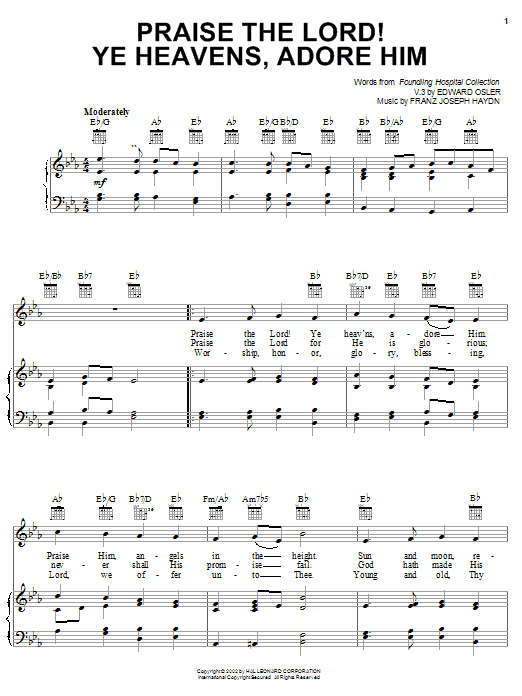 Download Edward Osler Praise The Lord! Ye Heavens, Adore Him Sheet Music