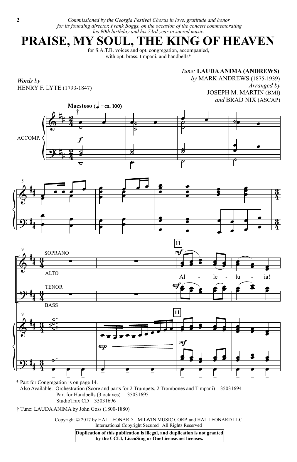 Download Joseph M. Martin Praise, My Soul, The King Of Heaven Sheet Music