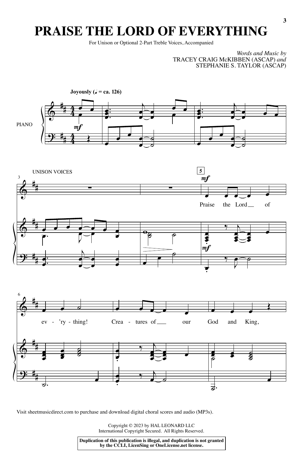 Download Tracey Craig McKibben and Stephanie Praise The Lord Of Everything Sheet Music