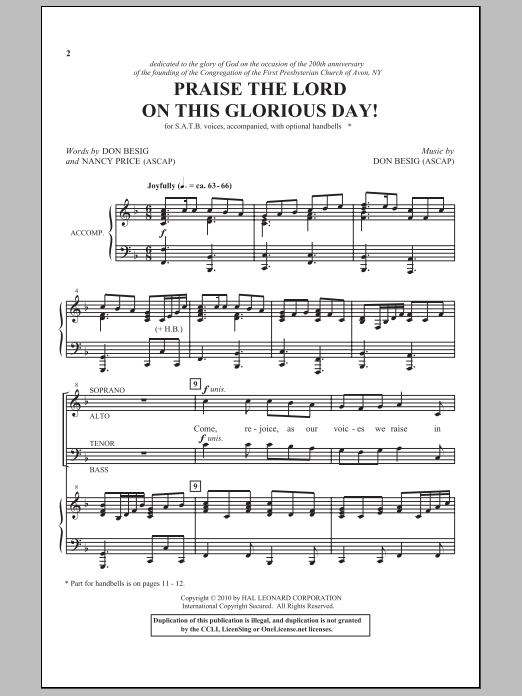 Download Don Besig Praise The Lord On This Glorious Day Sheet Music