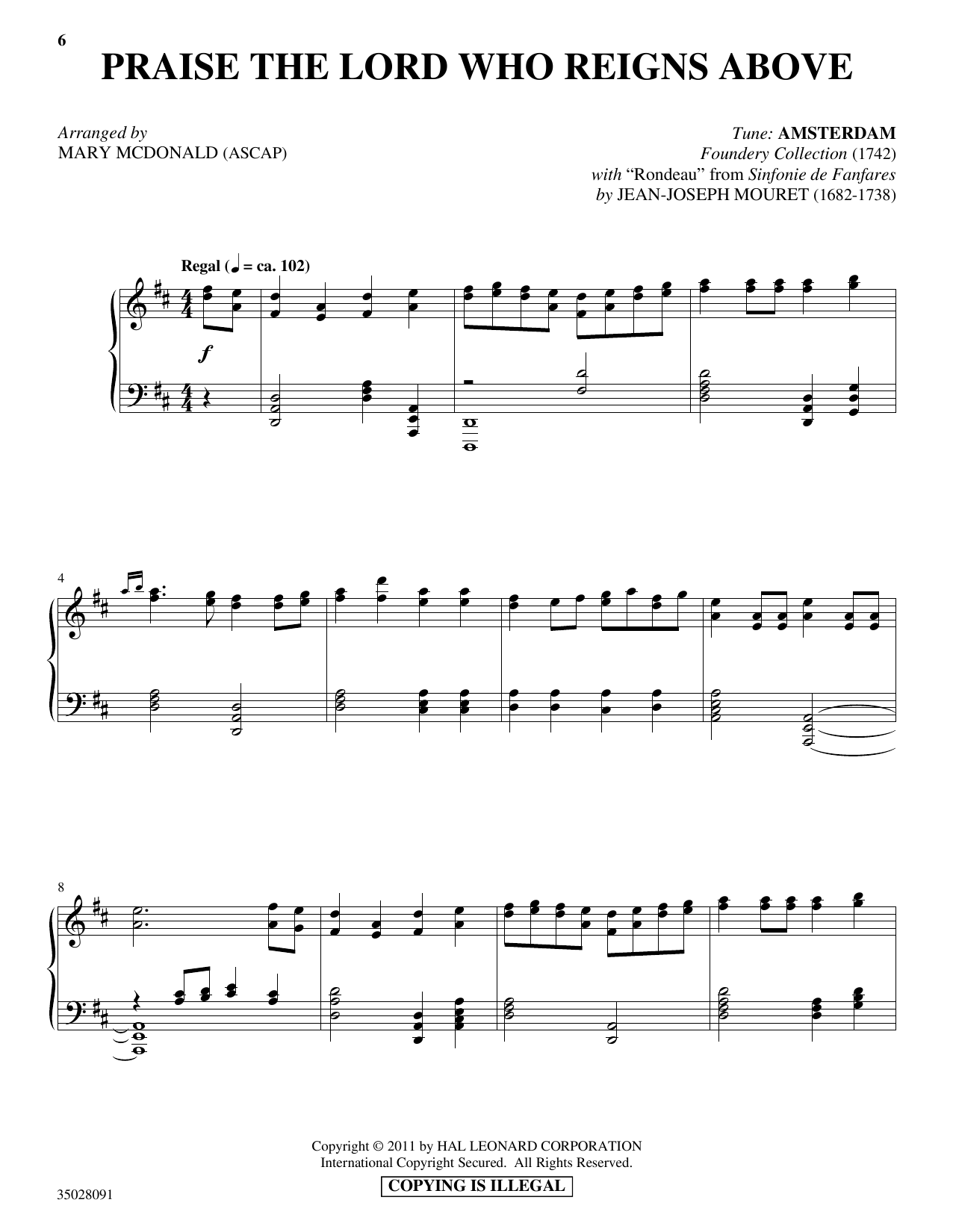 Download Foundery Collection Praise The Lord Who Reigns Above (with Sheet Music