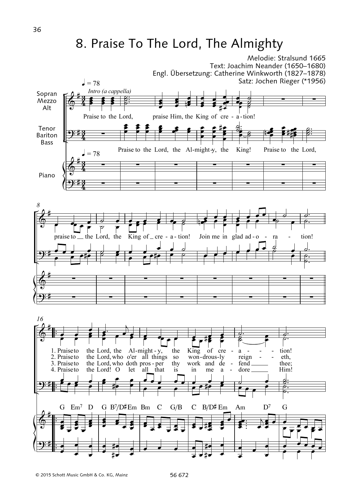 Download Jochen Rieger Praise to the Lord, The Almighty Sheet Music