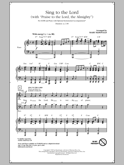 Download Mary McDonald Praise To The Lord, The Almighty Sheet Music