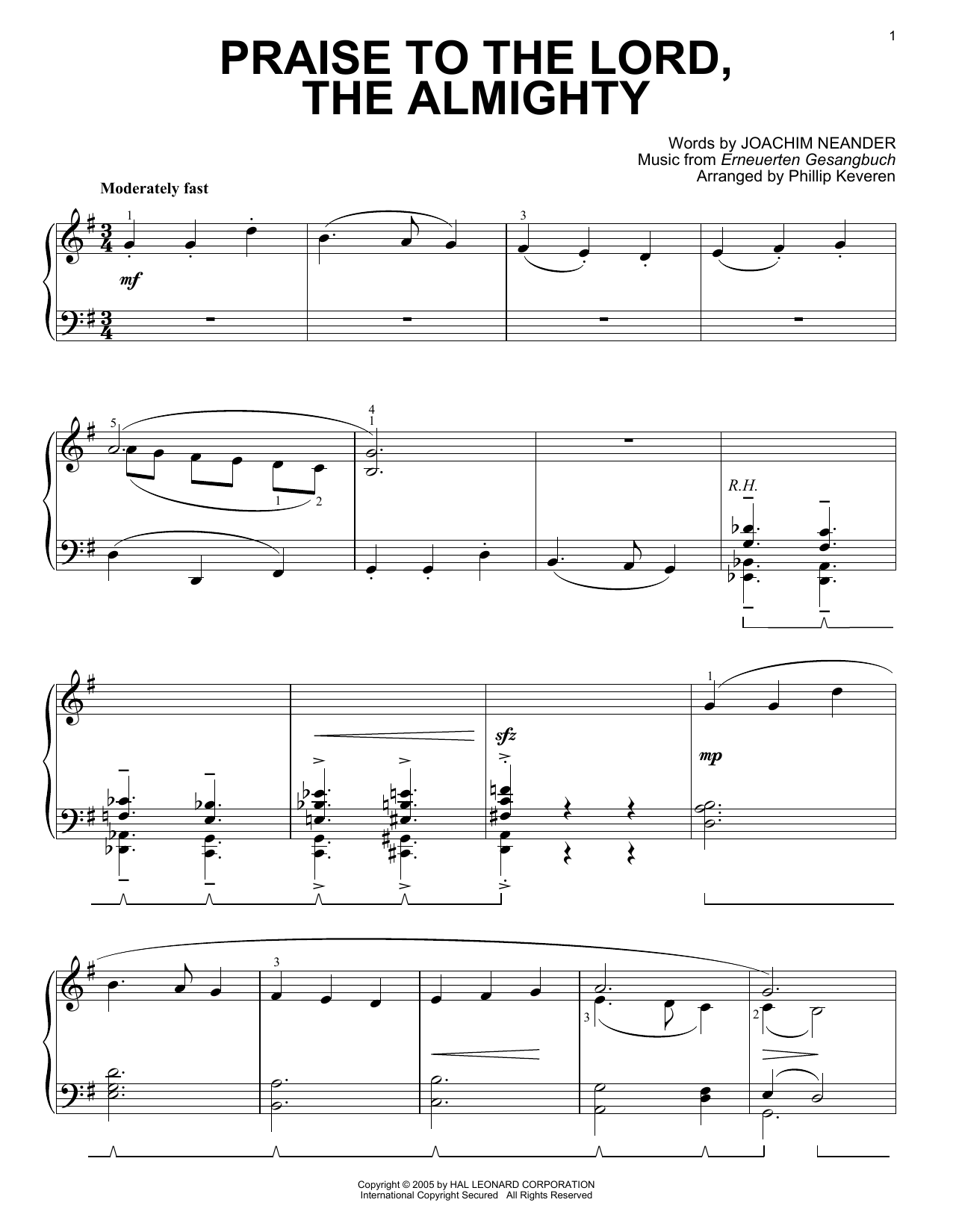 Download Joachim Neander Praise To The Lord, The Almighty [Jazz Sheet Music