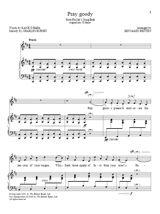 Download Benjamin Britten Pray goody Sheet Music