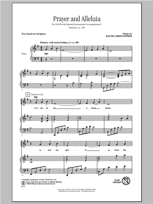 Download Keith Christopher Prayer And Alleluia Sheet Music