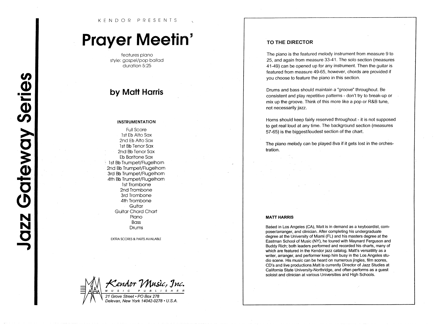 Download Matt Harris Prayer Meetin' - Full Score Sheet Music