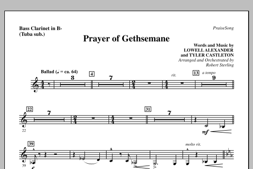 Download Robert Sterling Prayer Of Gethsemane - Bass Clarinet (s Sheet Music