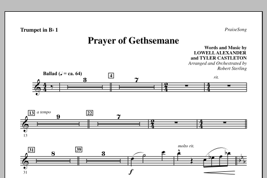 Download Robert Sterling Prayer Of Gethsemane - Bb Trumpet 1 Sheet Music