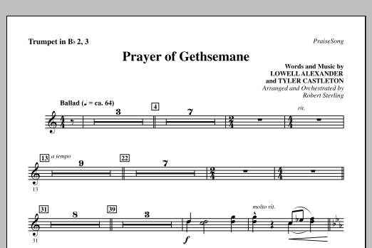 Download Robert Sterling Prayer Of Gethsemane - Bb Trumpet 2,3 Sheet Music