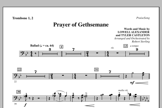 Download Robert Sterling Prayer Of Gethsemane - Trombone 1 & 2 Sheet Music