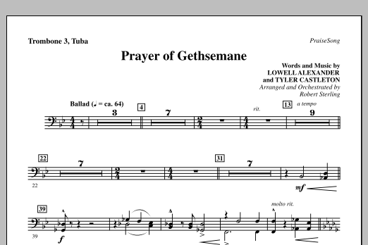 Download Robert Sterling Prayer Of Gethsemane - Trombone 3/Tuba Sheet Music