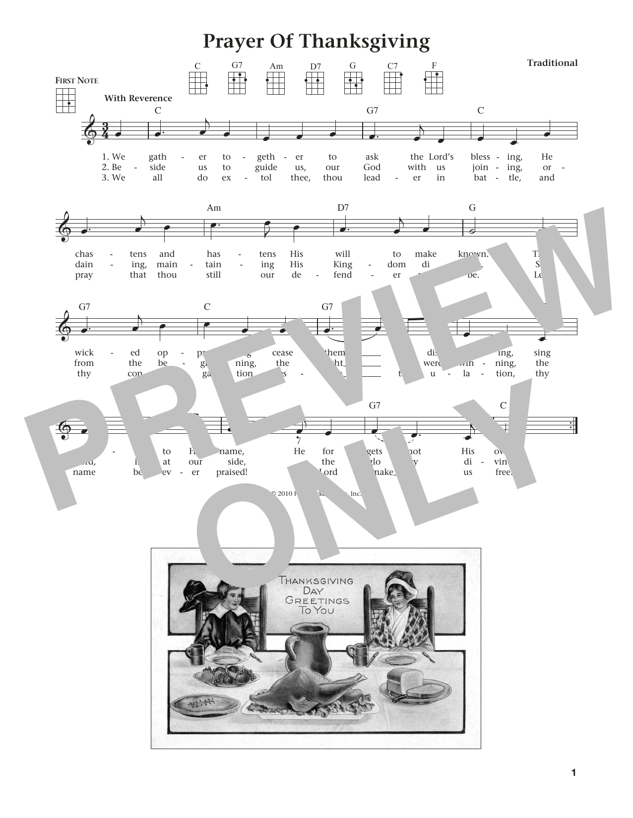 Download Traditional Prayer Of Thanksgiving (from The Daily Sheet Music