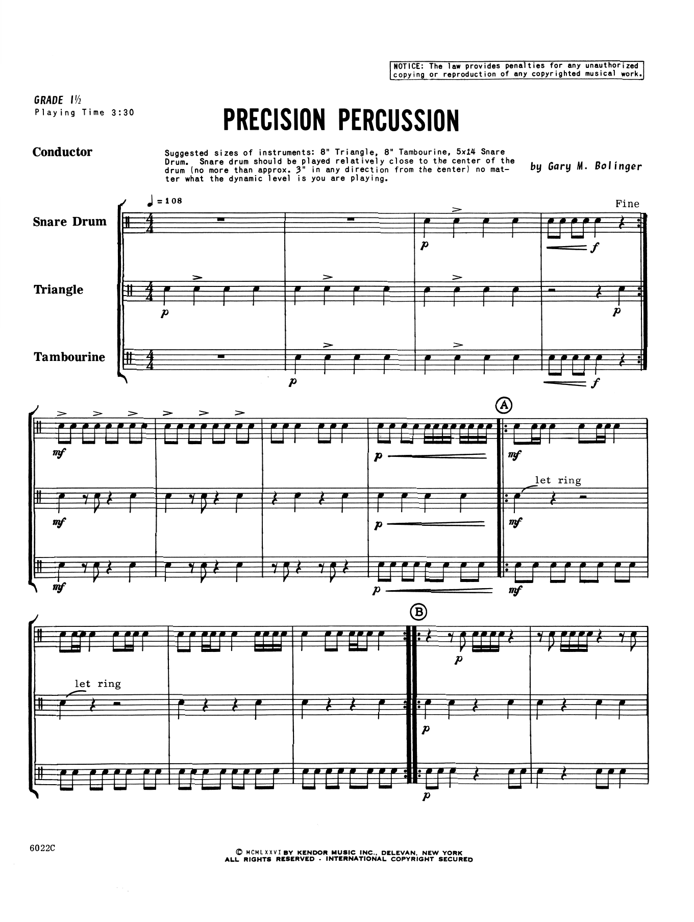 Download Gary M. Bolinger Precision Percussion - Full Score Sheet Music