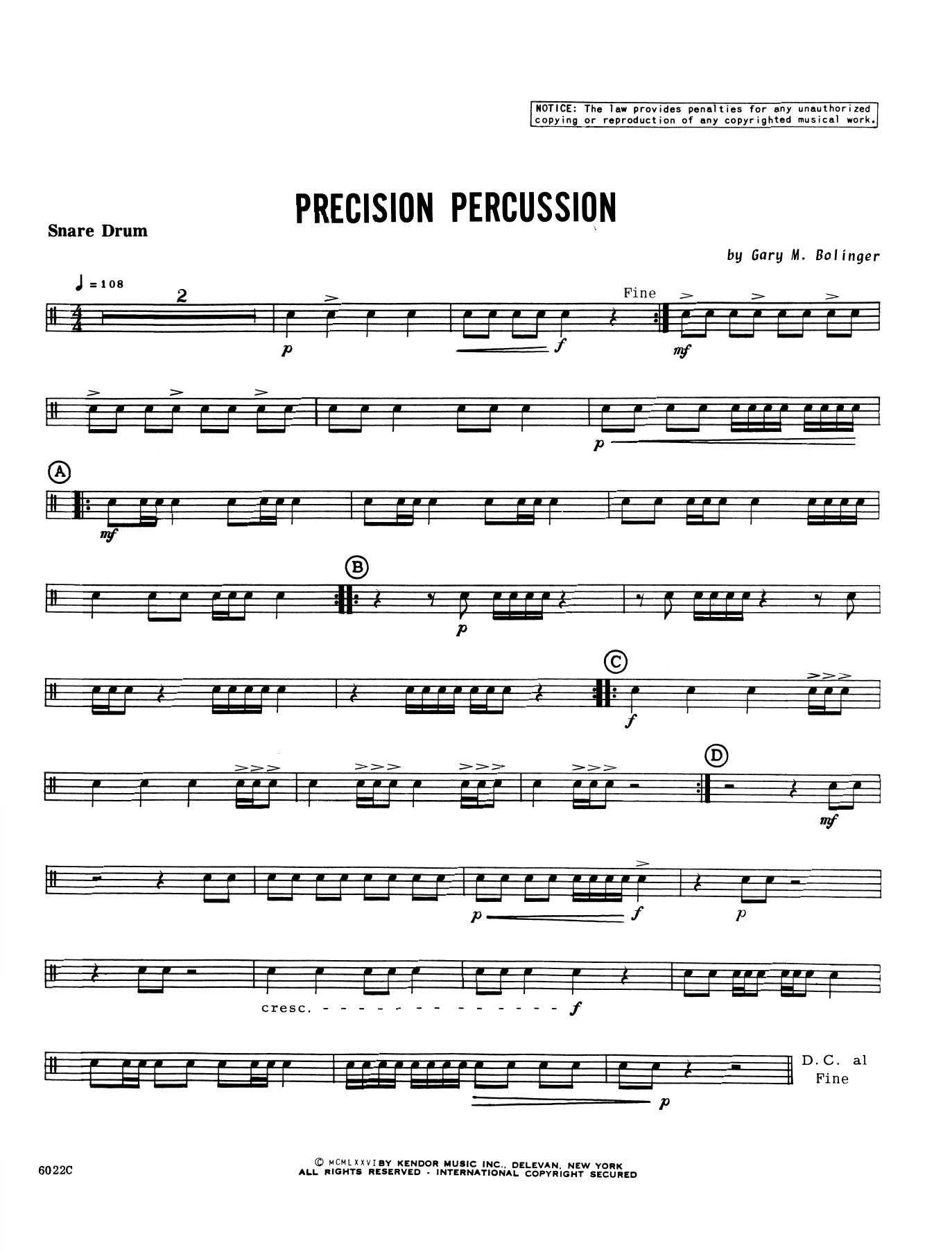 Download Gary M. Bolinger Precision Percussion - Percussion 1 Sheet Music