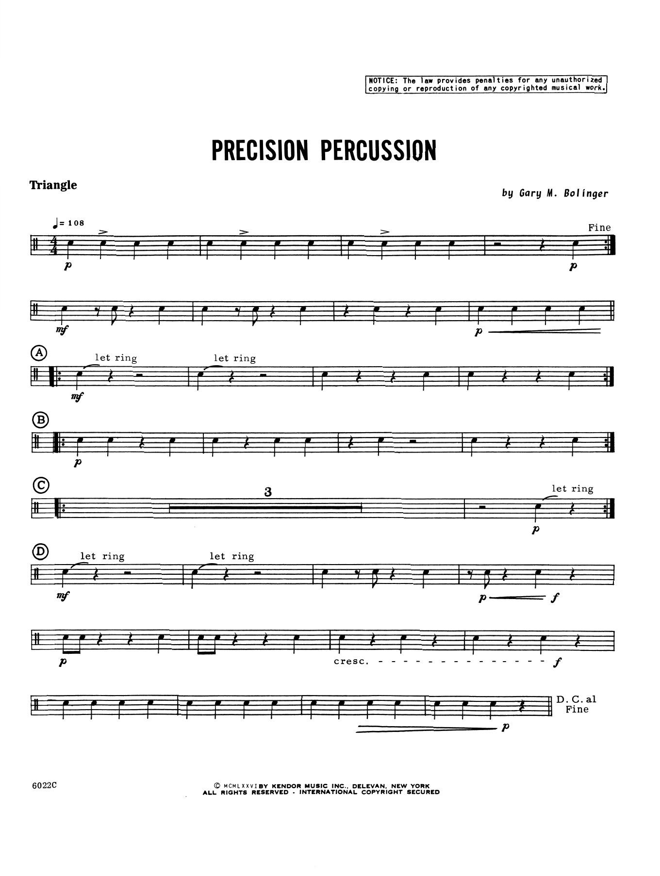 Download Gary M. Bolinger Precision Percussion - Percussion 2 Sheet Music