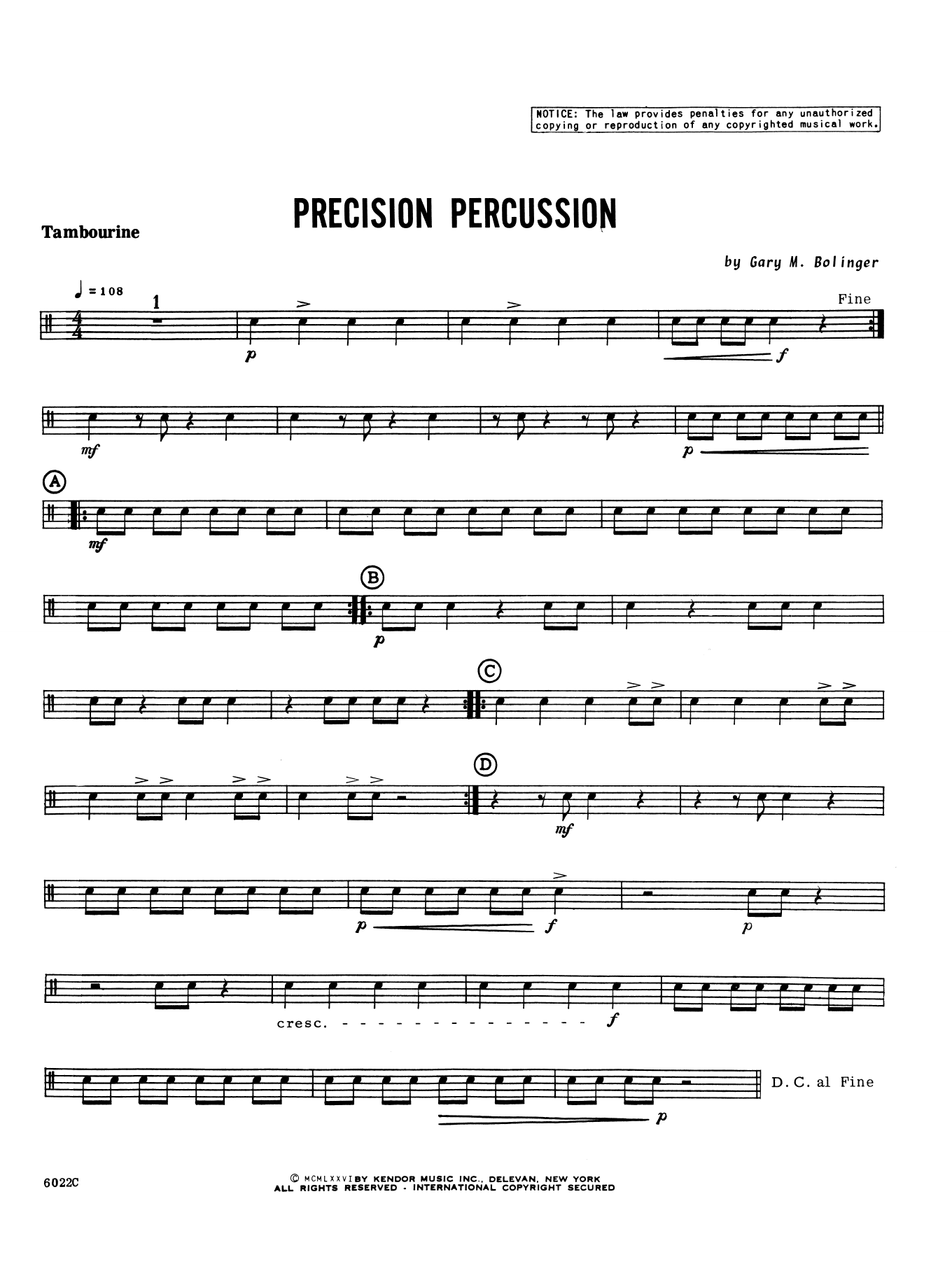 Download Gary M. Bolinger Precision Percussion - Percussion 3 Sheet Music