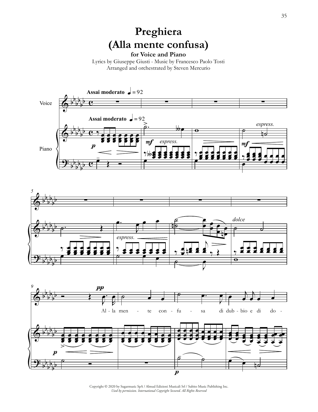 Download Andrea Bocelli Preghiera (Alla mente confusa) (arr. St Sheet Music