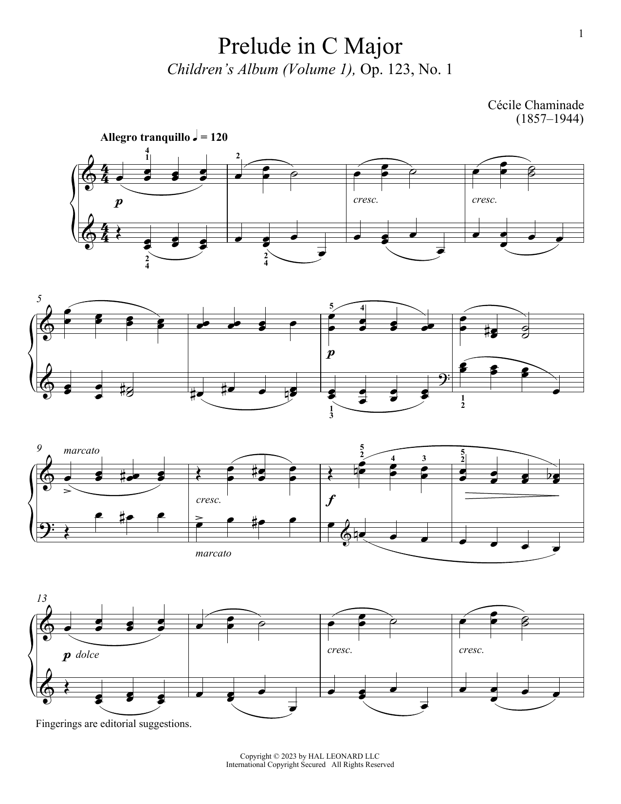 Download Cecile Chaminade Prelude Sheet Music