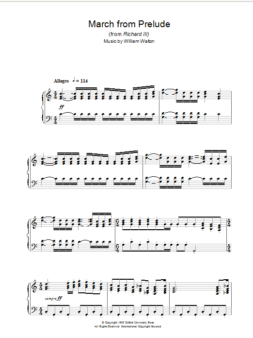 Download William Walton Prelude (from Richard III) Sheet Music