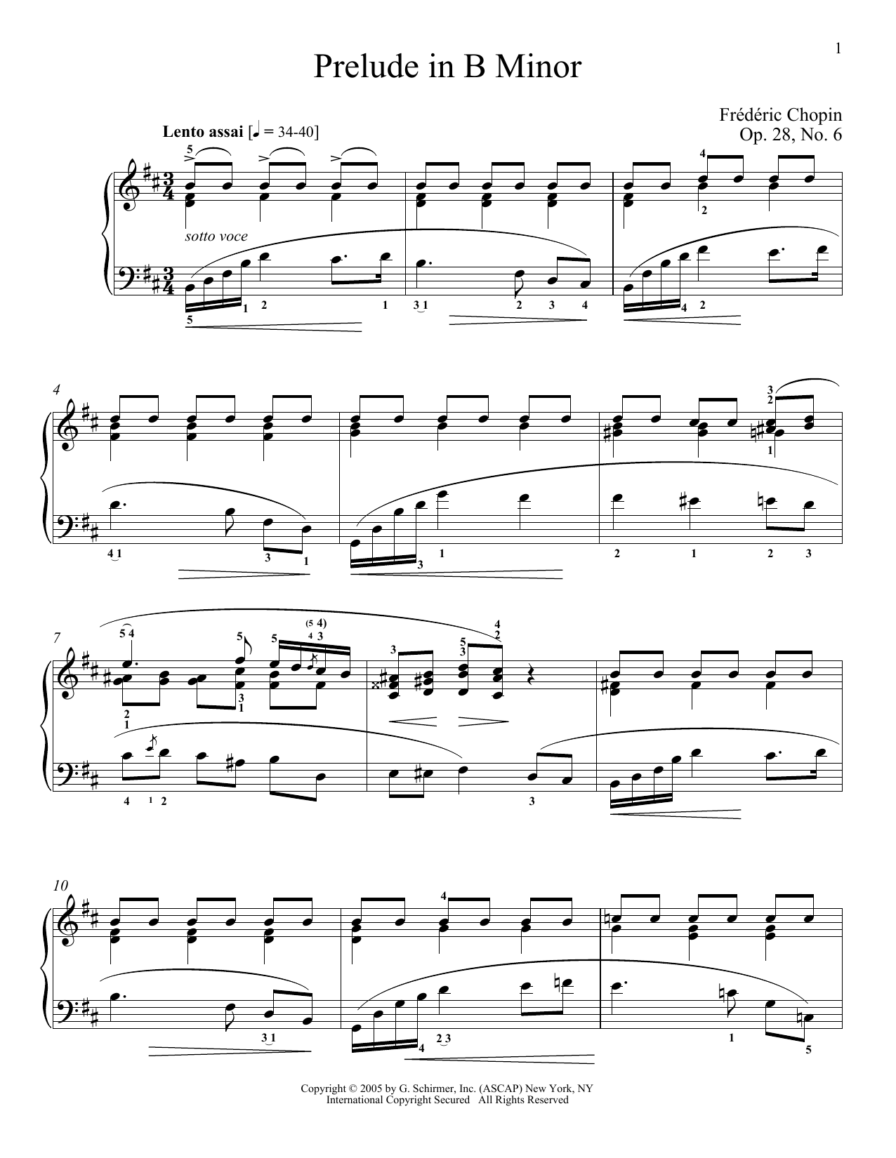 Download Frederic Chopin Prelude In B Minor, Op. 28, No. 6 Sheet Music