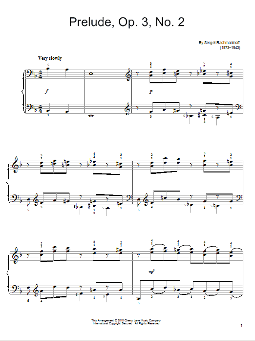 Download Sergei Rachmaninoff Prelude In C# Minor, Op. 3, No. 2 Sheet Music