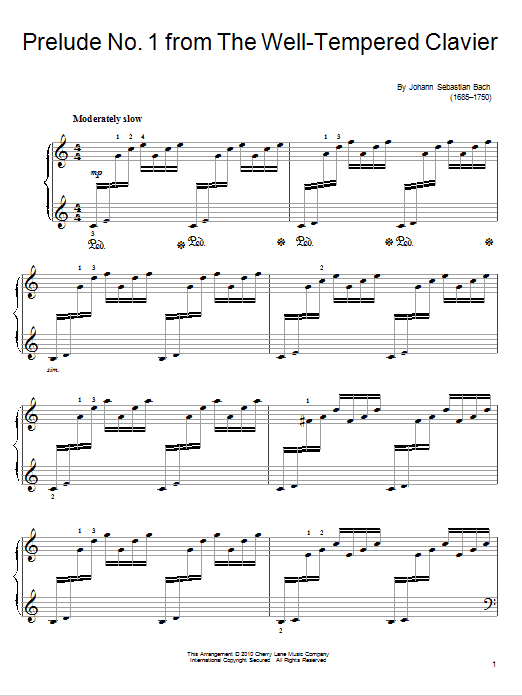 Download Johann Sebastian Bach Prelude and Fugue No. 1 in C Major (fro Sheet Music