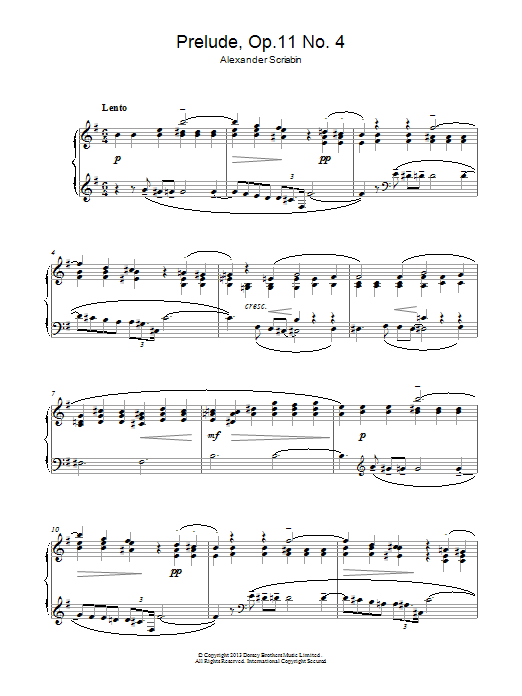 Download Alexander Scriabin Prelude No. 4, Op. 11 Sheet Music