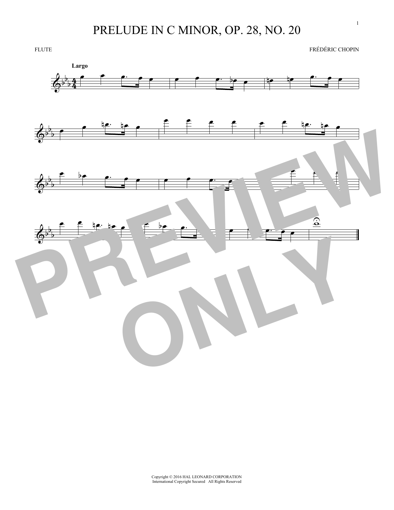 Download Frederic Chopin Prelude, Op. 28, No. 20 Sheet Music