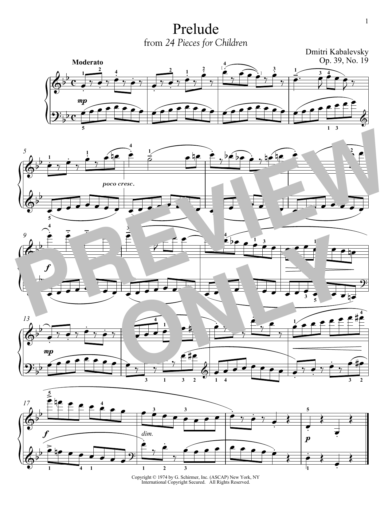 Download Dmitri Kabalevsky Prelude, Op. 39, No. 19 Sheet Music