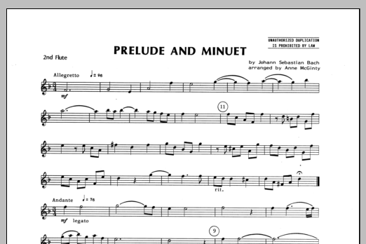 Download Bach Prelude And Minuet - Flute 2 Sheet Music