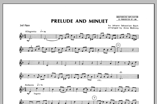 Download Bach Prelude And Minuet - Flute 3 Sheet Music