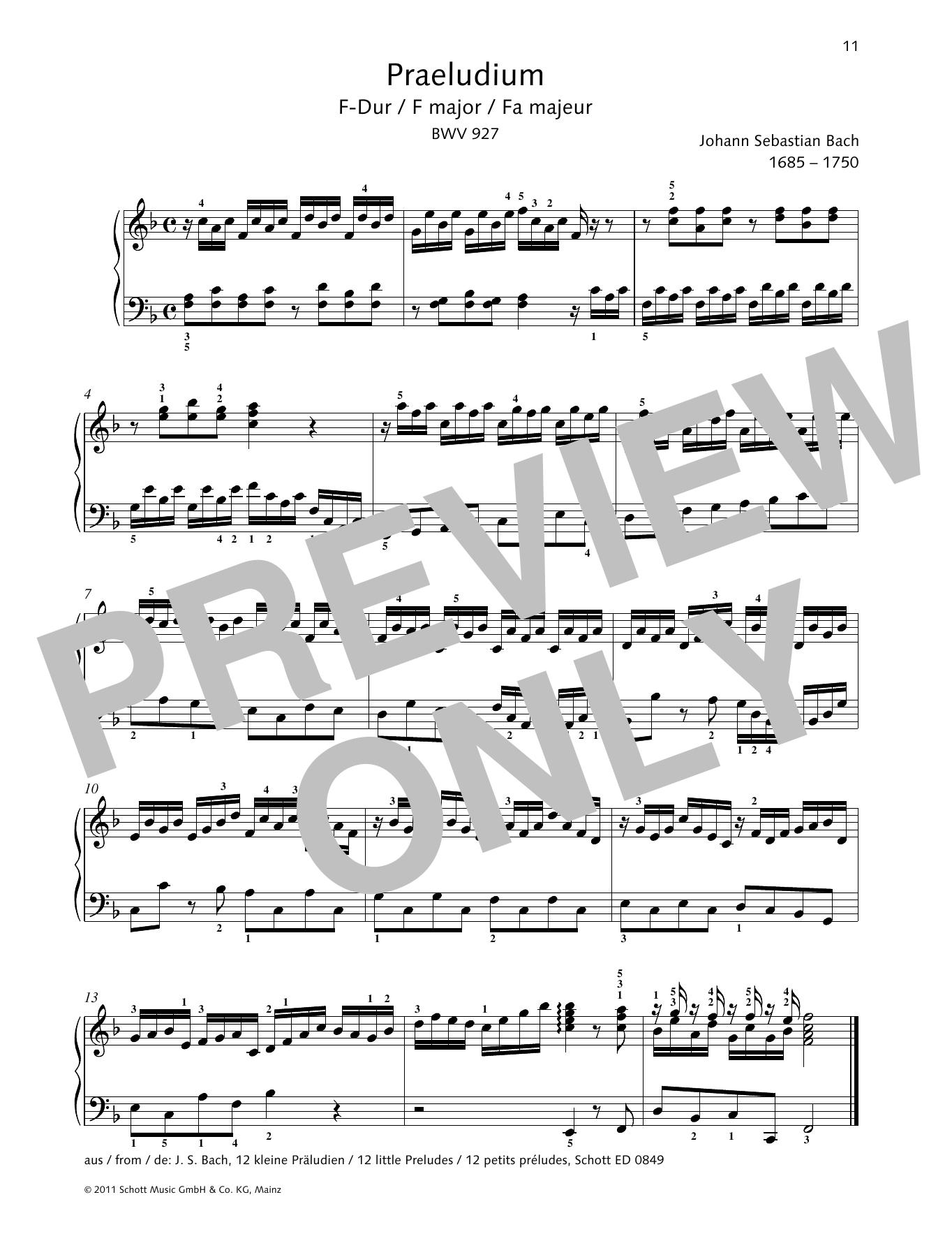 Download Johann Sebastian Bach Prelude F major Sheet Music