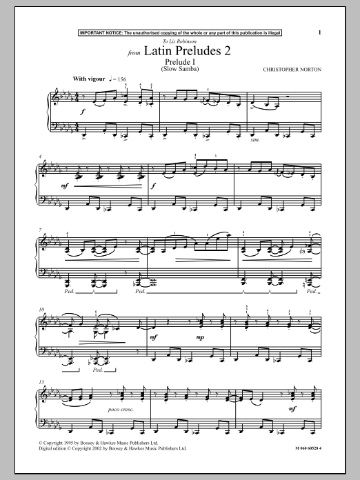 Download Christopher Norton Prelude I (Slow Samba) (from Latin Prel Sheet Music