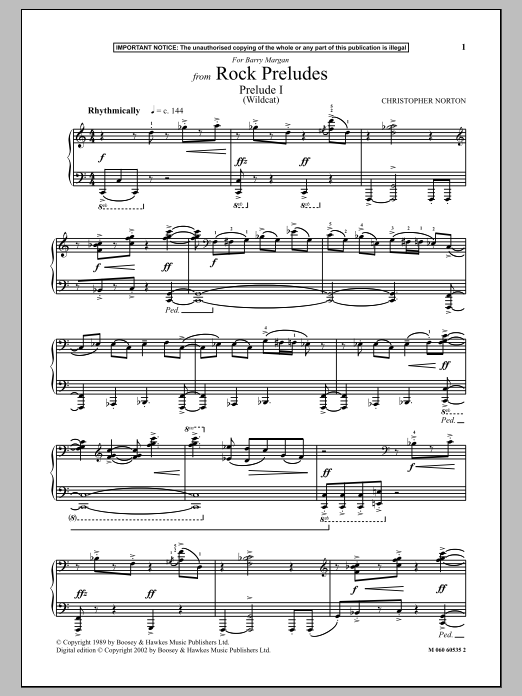 Download Christopher Norton Prelude I (Wildcat) (from Rock Preludes Sheet Music