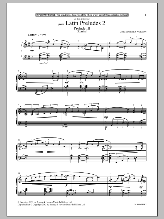 Download Christopher Norton Prelude III (Rumba) (from Latin Prelude Sheet Music