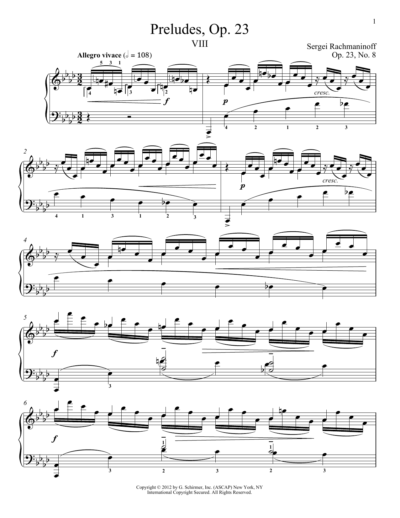 Download Sergei Rachmaninoff Prelude In A-Flat Major, Op. 23, No. 8 Sheet Music