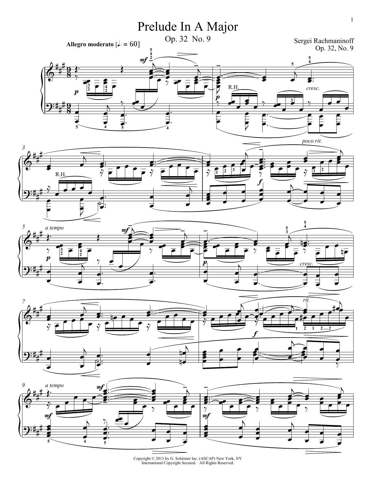 Download Alexandre Dossin Prelude In A Major, Op. 32, No. 9 Sheet Music