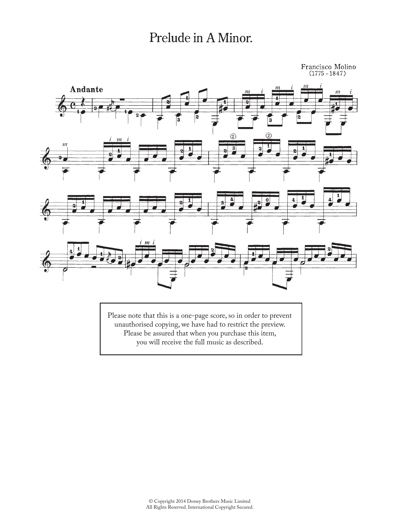 Download Francesco Molino Prelude In A Minor Sheet Music