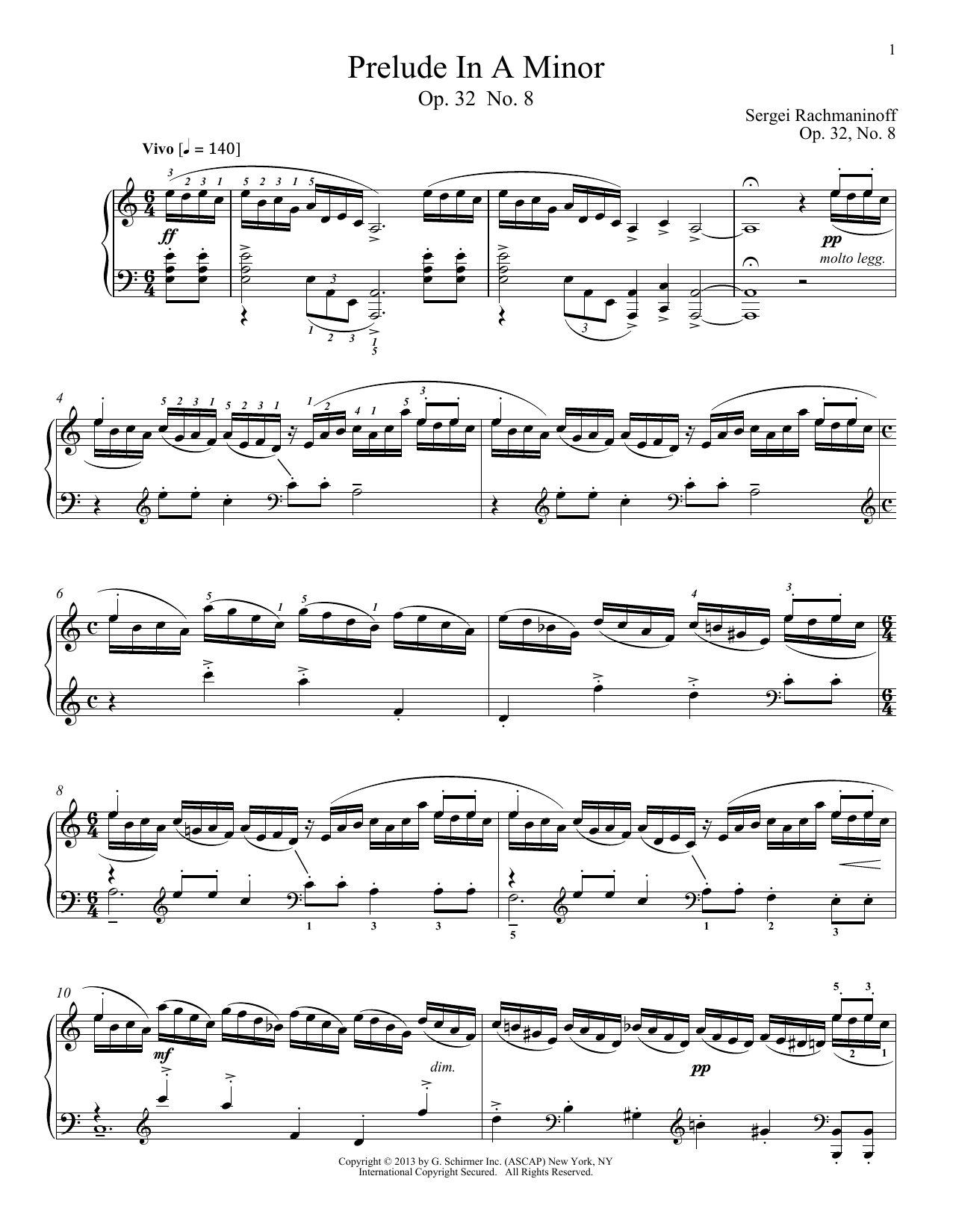 Download Alexandre Dossin Prelude In A Minor, Op. 32, No. 8 Sheet Music