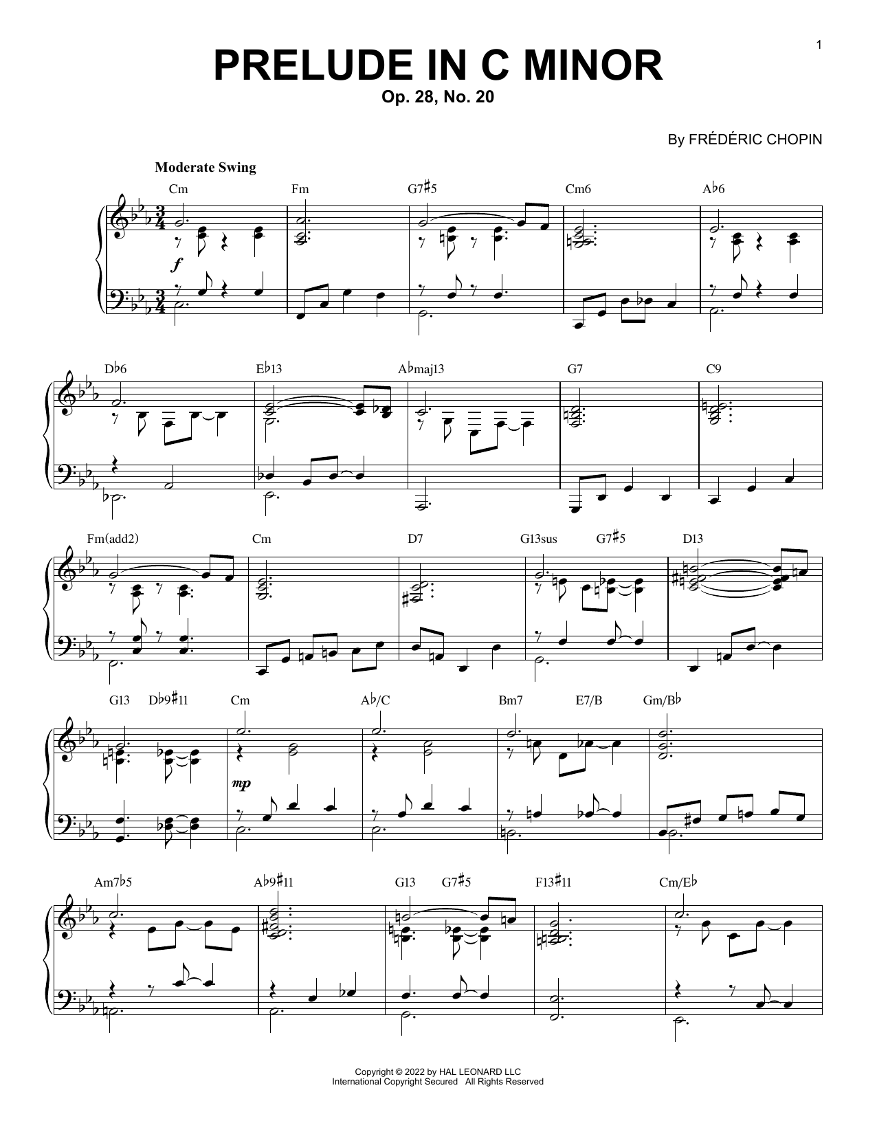 Download Frederic Chopin Prelude In C Minor, Op. 28, No. 20 [Jaz Sheet Music