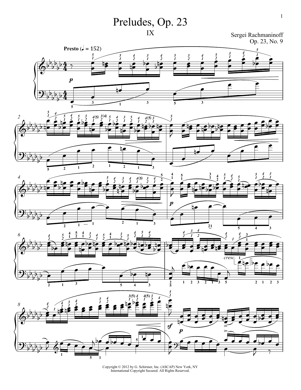 Download Sergei Rachmaninoff Prelude In E-Flat Minor, Op. 23, No. 9 Sheet Music