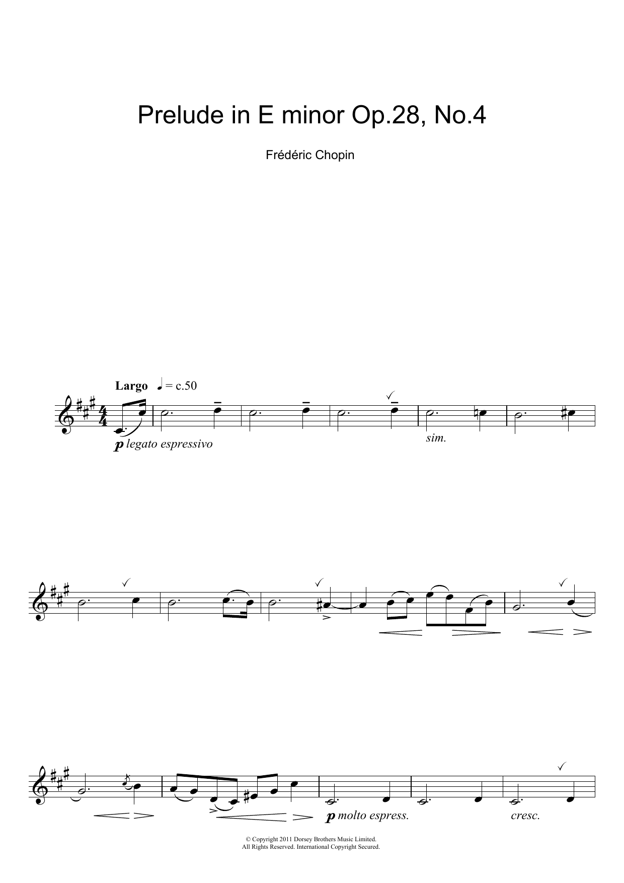 Download Frederic Chopin Prelude in E Minor, Op.28, No.4 Sheet Music