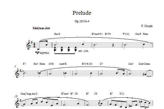 Frederic Chopin Prelude in E Minor, Op.28, No.4 sheet music notes printable PDF score