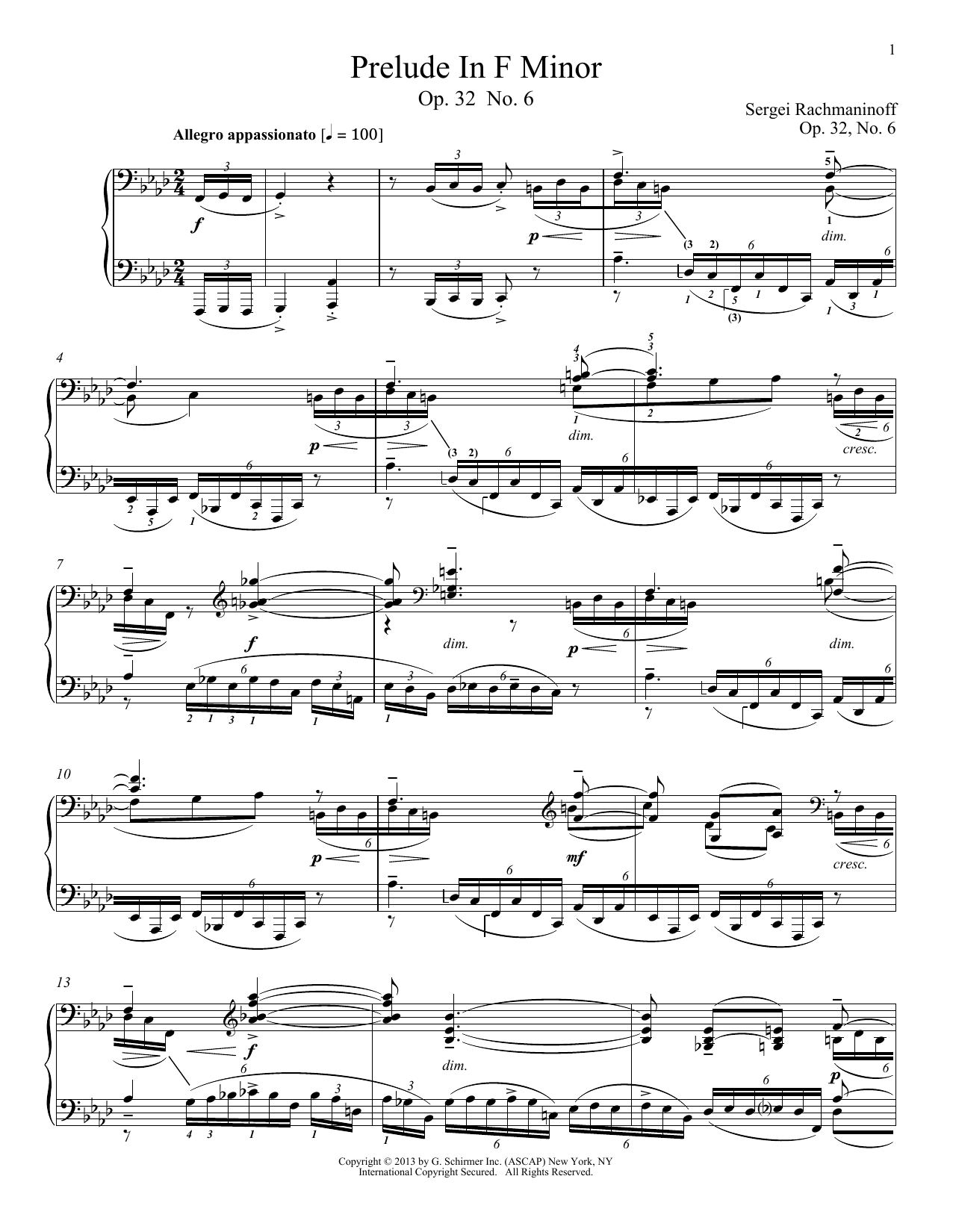 Download Alexandre Dossin Prelude In F Minor, Op. 32, No. 6 Sheet Music