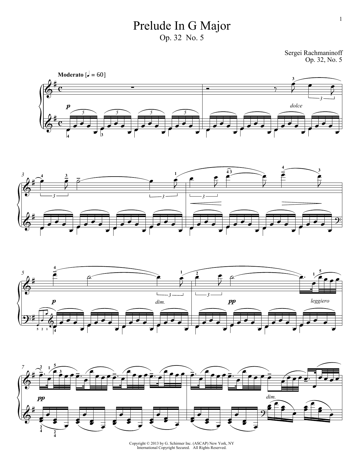 Download Alexandre Dossin Prelude In G Major, Op. 32, No. 5 Sheet Music