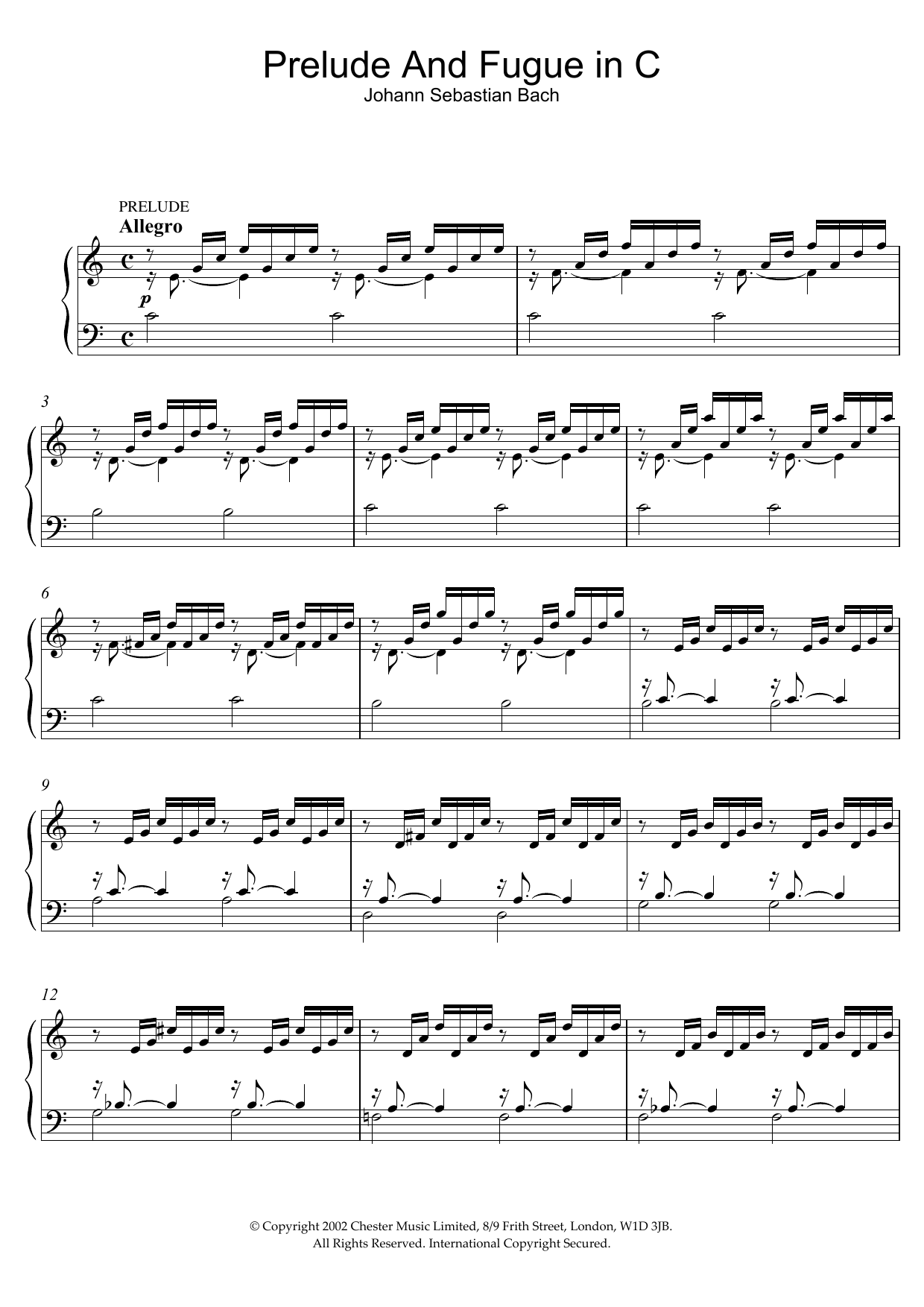 Download Johann Sebastian Bach Prelude No.1 in C Major (from The Well- Sheet Music